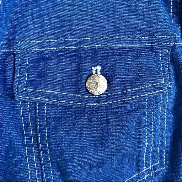 Denim & Co Indigo Blue Wash Button Down Trucker Jean Jacket M - Picture 4 of 4